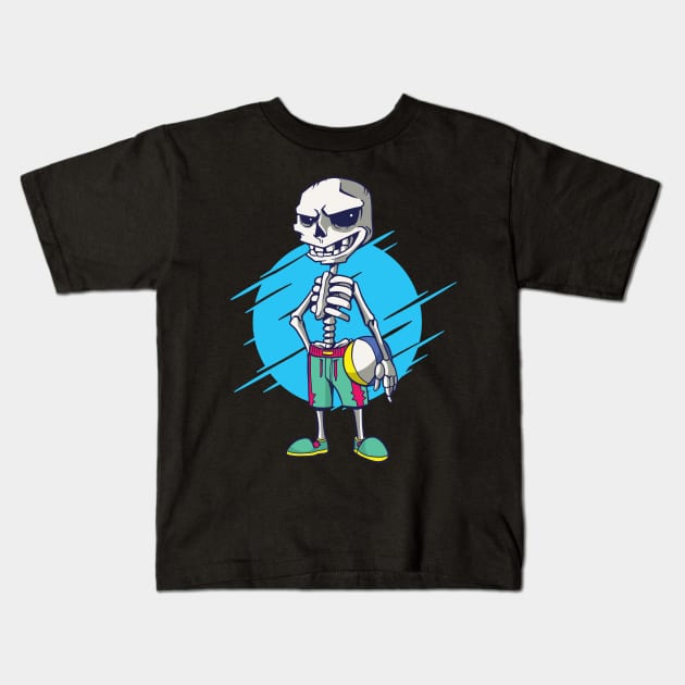 skeleton volley beach Kids T-Shirt by pmeekukkuk